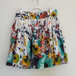 Wet Seal Floral Watercolor A-Line Skirt - Size S